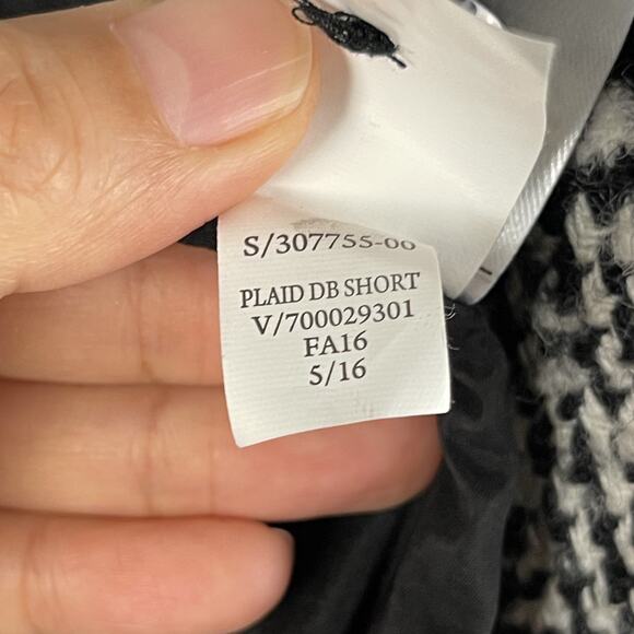 Banana Republic Wool Blend Coat Womens 6 Tall Houndstooth Double Breasted Preppy - Picture 7 of 14